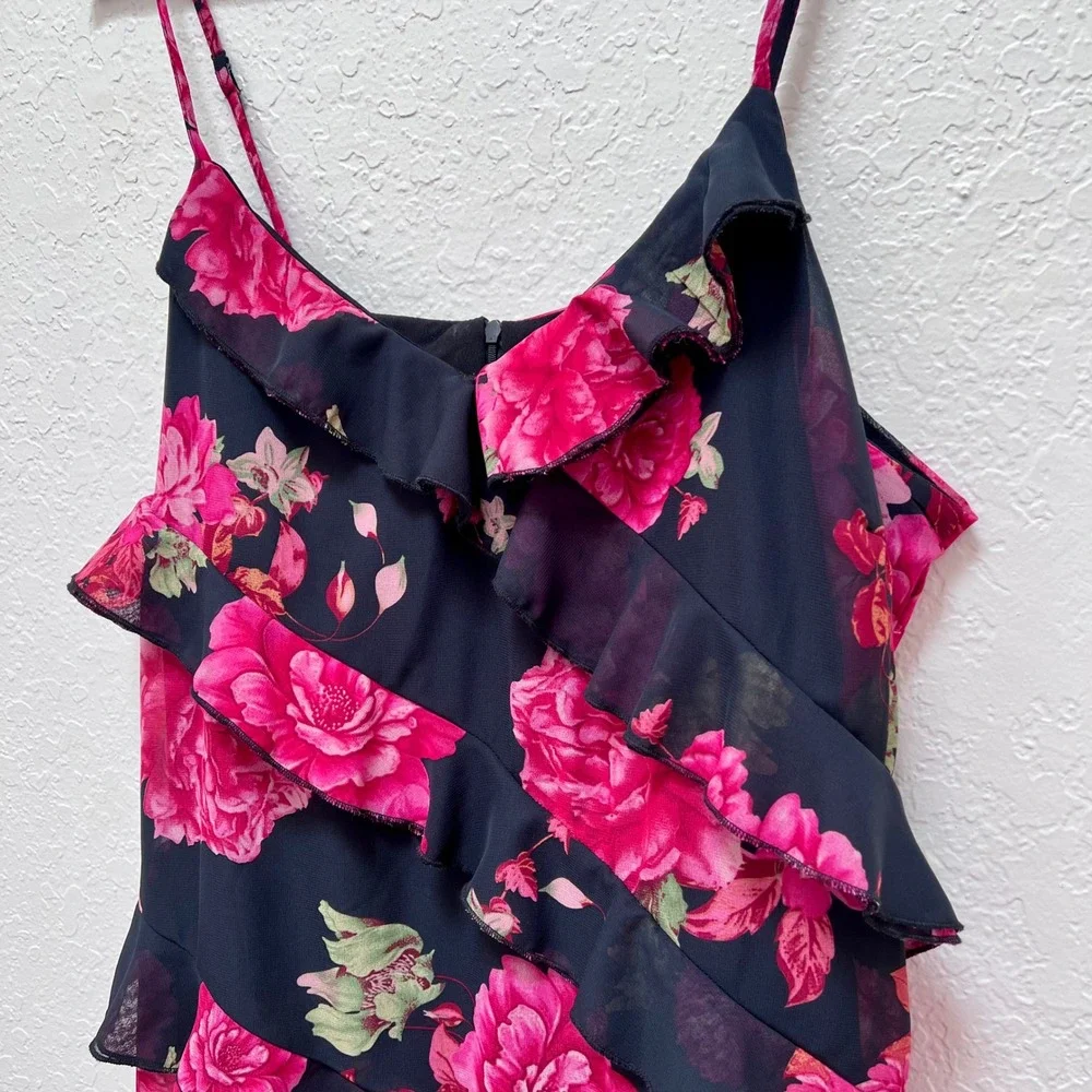 Fashion Nova Black Mini Dress with Pink Floral Print - Picture 3 of 6